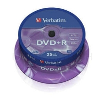 Диск DVD+R Verbatim 4.7Gb 16x Cake Box (25шт) (43500)