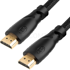 Кабель Greenconnect 1.8m HDMI версия, 2.0 HDR 4:2:2, Ultra HD, 4K 60 fps 60Hz/5K*30Hz, 3D, AUDIO, 18.0 Гбит/с, 28/28 AWG, OD7.3mm, тройной экран, черный нейлон, GCR-HM811-1.8m