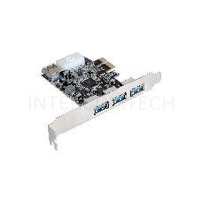 Контроллер ExeGate EXE-367 PCI-E 2.0, 3*USB3.0 ext + 1*USB3.0 int, разъем доп.питания (OEM)