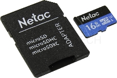 Флеш карта microSDHC 16GB Netac P500 <NT02P500STN-016G-R>  (с SD адаптером) 80MB/s