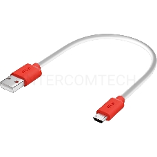 Кабель GCR 0.5m MicroUSB, белый, красные коннекторы, быстрая зарядка, 28/24 AWG, GCR-53214