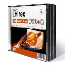 Диск DVD+R Mirex 4.7 Gb, 16x, Slim Case (5), (5/200)