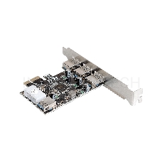 Контроллер ExeGate EXE-367 PCI-E 2.0, 3*USB3.0 ext + 1*USB3.0 int, разъем доп.питания (OEM)