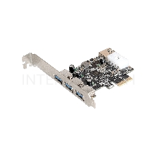 Контроллер ExeGate EXE-367 PCI-E 2.0, 3*USB3.0 ext + 1*USB3.0 int, разъем доп.питания (OEM)