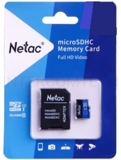 Флеш карта microSDHC 16GB Netac P500 <NT02P500STN-016G-R>  (с SD адаптером) 80MB/s