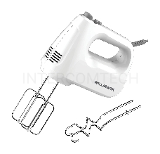 Миксер Willmark WHM-6311 (400Вт, 6 скоростей, турбрежим, насадки для взбивания/для теста, белый)