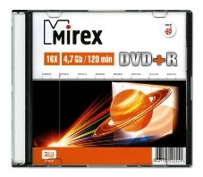 Диск DVD+R Mirex 4.7 Gb, 16x, Slim Case (1), (1/200)