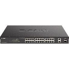 Настраиваемый L2 коммутатор D-Link DGS-1100-26MPPV2/A3A с 24 портами 10/100/1000Base-T и 2 комбо-портами 1000Base-T/SFP (порты 1-24 PoE 802.3af/at, порты 21-24 PoE 802.3bt, PoE-бюджет 525 Вт)
