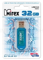 Флеш Диск 32GB Mirex Elf, USB 3.0, Синий