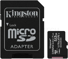 Флеш карта microSDHC 512GB microSDXC Class10 Kingston <SDCS2/512GB> UHS-I Canvas Select up to 100MB/s с адапт.