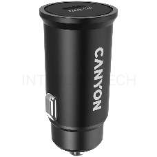 Автомобильный адаптер Canyon, PD 20W Pocket size car charger, input: DC12V-24V, output: PD20W, support iPhone12 PD fast charging, Compliant with CE RoHs , Size: 50.6*23.4*23.4, 18g, Black