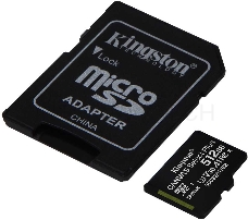 Флеш карта microSDHC 512GB microSDXC Class10 Kingston <SDCS2/512GB> UHS-I Canvas Select up to 100MB/s с адапт.