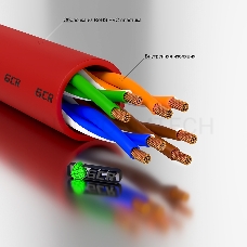 Патч-корд GCR прямой 35.0m UTP кат.5e, красный, позолоченные контакты, 24 AWG, литой, ethernet high speed 1 Гбит/с, RJ45, T568B, GCR-50946