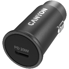 Автомобильный адаптер Canyon, PD 20W Pocket size car charger, input: DC12V-24V, output: PD20W, support iPhone12 PD fast charging, Compliant with CE RoHs , Size: 50.6*23.4*23.4, 18g, Black