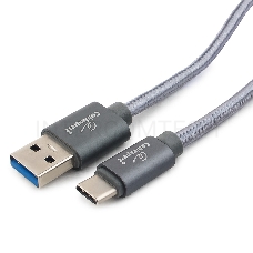 Кабель USB 3.0 Cablexpert CC-P-USBC03Gy-1.8M, AM/Type-C, серия Platinum, длина 1.8м, титан, блистер