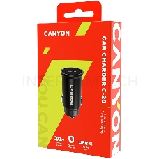 Автомобильный адаптер Canyon, PD 20W Pocket size car charger, input: DC12V-24V, output: PD20W, support iPhone12 PD fast charging, Compliant with CE RoHs , Size: 50.6*23.4*23.4, 18g, Black