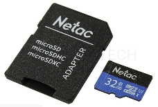 Флеш карта microSDHC 32GB Netac P500 <NT02P500STN-032G-R>  (с SD адаптером) 80MB/s