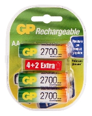 Аккумулятор GP Rechargeable 2700AAHC4/2 AA NiMH 2700mAh (6шт) блистер