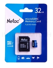 Флеш карта microSDHC 32GB Netac P500 <NT02P500STN-032G-R>  (с SD адаптером) 80MB/s