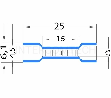 Соединительная гильза изолированная L-26 мм 1.5-2.5 мм² (ГСИ 2.5/ГСИ 1,5-2,5) синяя REXANT