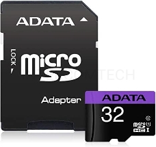 Флеш карта microSDHC 32GB ADATA  UHS-1 CL10 (AUSDH32GUICL10-RA1) + SD adaptor