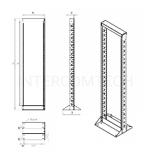 Стойка открытая 19 Hyperline ORL1, серверная, 32U, 1628х516х106 мм (ВхШхГ), однорамная, цвет: чёрный