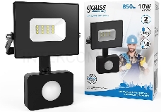 Прожектор светодиодный GAUSS 628511310  Elementary LED 10W 700lm IP65 6500К с датчиком движения 1/40