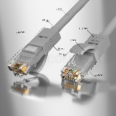 Патч-корд GCR прямой 14.0m UTP кат.5e, серый, позолоченные контакты, 24 AWG, литой, ethernet high speed 1 Гбит/с, RJ45, T568B, GCR-51517