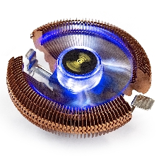 Кулер ExeGate EX286153RUS Wizard EE91-Cu.BLUE (Al+Copper, LGA775/1150/1151/1155/1156/1200/AM2/AM2+/AM3/AM3+/AM4/FM1/FM2/754/939/940, TDP 80W, Fan 90mm, 2200RPM, Hydro bearing, 3pin, 22db, 265г, голубая подсветка, с термопастой, на защелках, Retail color b