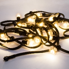 Гирлянда LED Galaxy Bulb String 10м, черный КАУЧУК, 30 ламп*6 LED ТЕПЛЫЙ БЕЛЫЙ, влагостойкая IP65