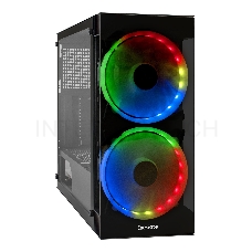 Корпус Miditower ExeGate i3 MATRIX-PPX800 (ATX, БП 800PPX 14см, 2*USB+1*USB3.0, HD аудио, черный, 2 вент. 18см с RGB подсветкой, пылевые фильтры, передняя и боковая панели - закаленное стекло)