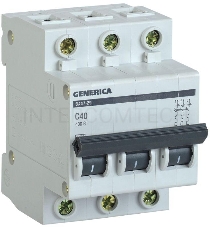 Выключатель автоматический  Iek MVA25-3-040-C  ВА47-29 3Р 40А 4,5кА х-ка С GENERICA