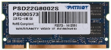 Модуль памяти Patriot SO-DIMM DDR2 2Gb 800MHz Patriot PSD22G8002S RTL PC2-6400 CL6 SO-DIMM 200-pin 1.8В