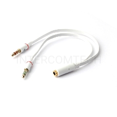 Кабель аудио Cablexpert CCAB-02-35F2M-0.2MB. 3.5 джек 4pin(F)/2х 3.5 джек(M) наушники и микрофон, черный, 0.2м, блистер