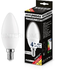 Лампа светодиодная HYUNDAI LED02-C35-4W-4.5K-E14 (белый свет) cерия Candle (уп-ка 20/100шт)