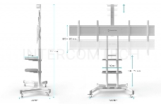 Стойка для телевизора с кронштейном ONKRON TS1881 50-86, мобильная, белая