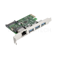 Контроллер сетевой ExeGate EXE-361 PCI-E 2.0, 3*USB3.0 ext + LAN UTP 1000Mbps, раз.доп.пит.OEM)