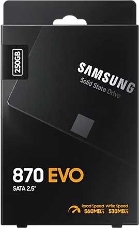Накопитель SSD Samsung 250GB 870 EVO, V-NAND 3-bit MLC, MGX, 2.5 SATA 6Gb/s, R560/W530, IOPs 98000/88000