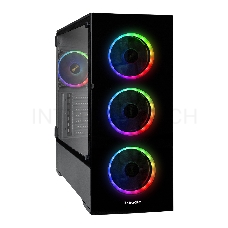 Корпус Miditower ExeGate i3 MAX-PPX800 (eATX, БП 800PPX 14см, 2*USB+1*USB3.0, HD аудио, черный, 4 вент. 12см с RGB подсветкой, контроллер + ПДУ, ARGB MB кабель, пылевые фильтры, передняя и боковая панели - закаленное стекло)