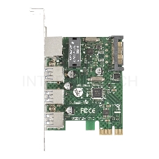 Контроллер сетевой ExeGate EXE-361 PCI-E 2.0, 3*USB3.0 ext + LAN UTP 1000Mbps, раз.доп.пит.OEM)