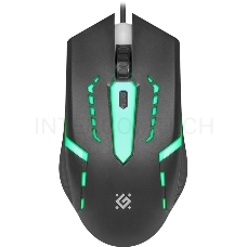 Мышь проводная  Defender Flash MB-600L черный,4кнопки,7 цветов подсветки,800- 1200dpi (52600)