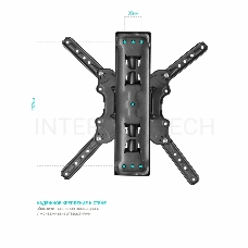 Кронштейн ONKRON M4 BLACK / 32-55 макс. 400*400, 2 колена, наклон -5º+8º, поворот 180º макс, от стены 55-500мм, черный