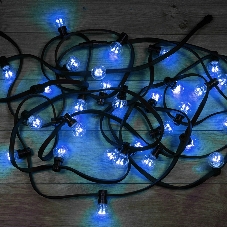 Гирлянда LED Galaxy Bulb String 10м, черный КАУЧУК, 30 ламп*6 LED СИНИЕ, влагостойкая IP65