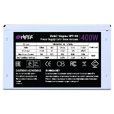 Блок питания HIPER HPT-400 (ATX 2.31, 400W, Passive PFC, 80mm fan, power cord) OEM