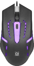 Мышь проводная  Defender Flash MB-600L черный,4кнопки,7 цветов подсветки,800- 1200dpi (52600)