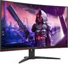Монитор AOC 31.5 16:9 2560х1440(WQHD) VA, Curved, nonGLARE, 300cd/m2, H178°/V178°, 3000:1, 80M:1, 16.7M, 1ms, VGA, 2xHDMI, DP, Height adj, Pivot, Tilt, Swivel, 3Y, Black
