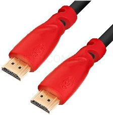 Кабель Greenconnect 5.0m HDMI версия 2.0, HDR 4:2:2, Ultra HD, 4K 60 fps 60Hz/5K*30Hz, 3D, AUDIO, 18.0 Гбит/с, 28/28 AWG, OD7.3mm, тройной экран, черный, красные коннекторы, GCR-HM351-5.0m