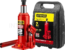 Домкрат STAYER 43160-2-K_z01  гидравлический бутылочный red force 2т 181-345мм в кейсе