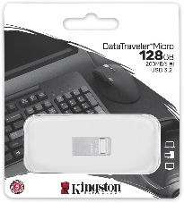 Флеш Диск Kingston 128Gb DataTraveler Micro DTMC3G2/128GB USB3.0 серебристый