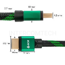 Greenconnect Кабель 0.5m HDMI версия 2.0, HDR 4:2:2, Ultra HD, 4K 60 fps 60Hz/5K*30Hz, 3D, AUDIO, 18.0 Гбит/с, 28/28 AWG, OD7.3mm, тройной экран, BICOLOR нейлон, AL корпус зеленый, GCR-51484 Greenconnect Кабель 0.5m HDMI версия 2.0, HDR 4:2:2, Ultra HD, 4